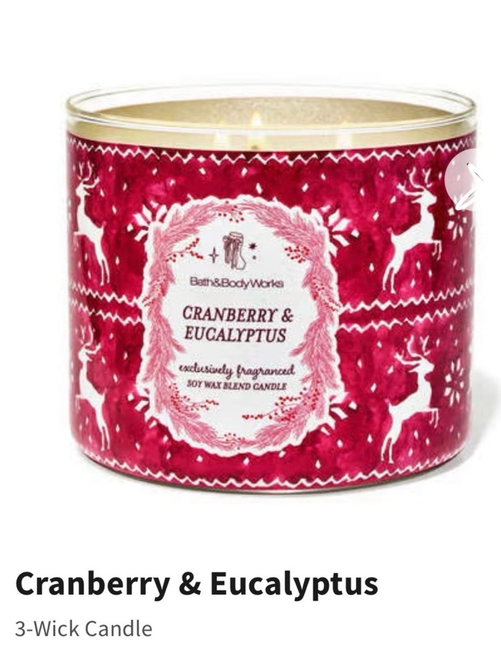 Bath & Body Works Cranberry & Eucalyptus 3-Wick Candle | Decorative Lid | NIB